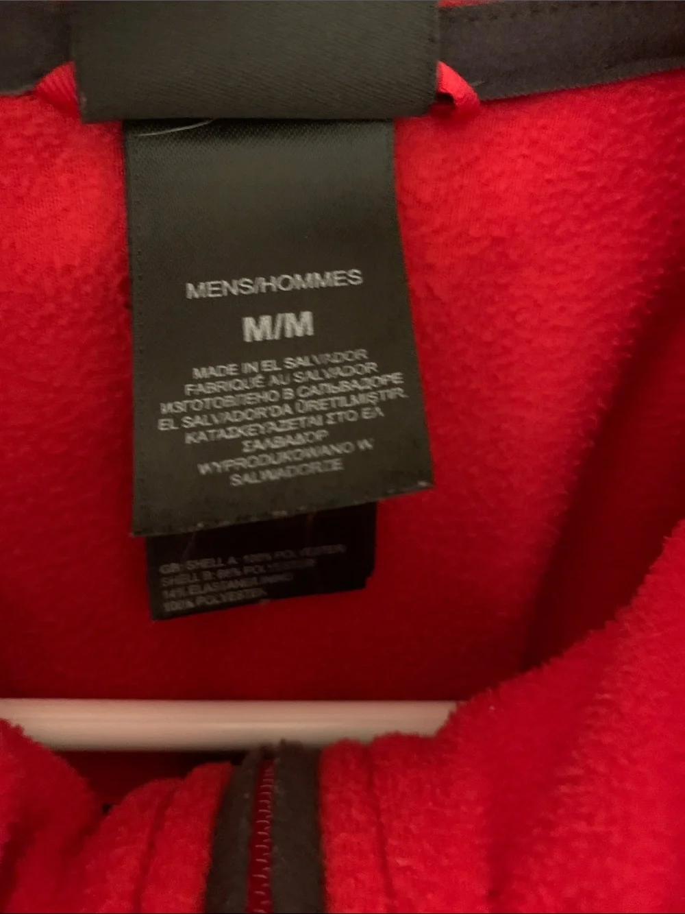 The North Face Red Fleece Quarter-Zip with Black Chest Panel